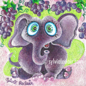 Fannie, l'éléphantoche violette (elle raffole du jus de raisin)
