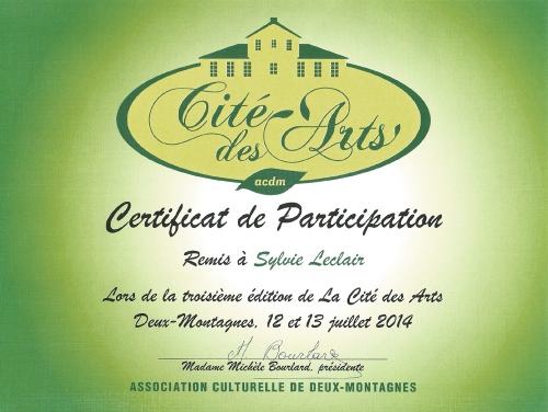 Certificat de participation Deux-Montagnes, 2014