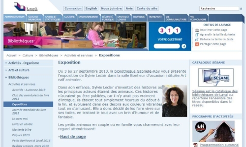 Bibliothèque Gabrielle-Roy, 2013